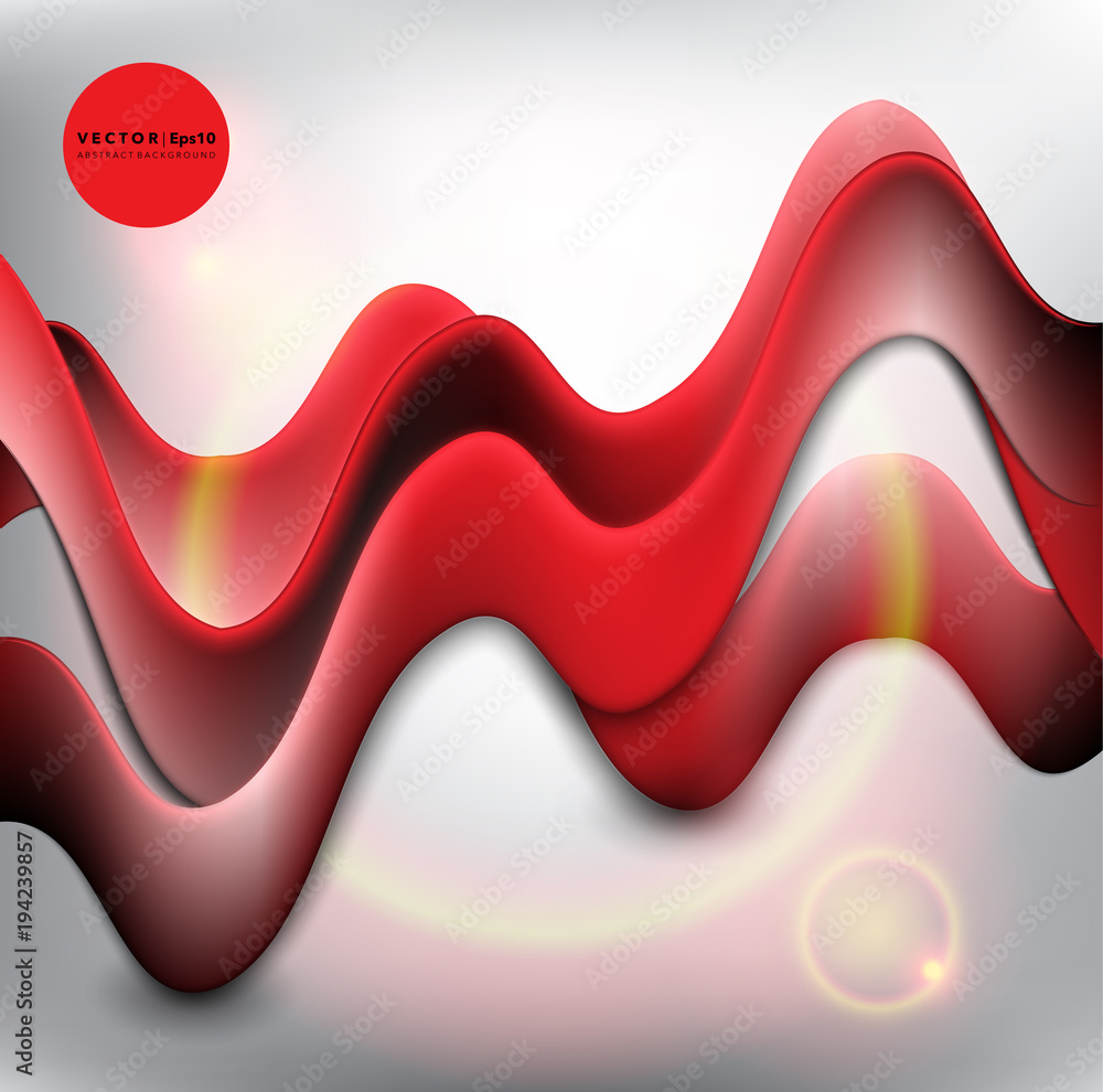 Wall mural abstract vector background. abstract red waves background. red wavy lines in motion. vector illustra