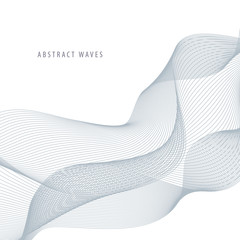 Abstract wave element for design. Stylized line art background. Vector illustration. Curved wavy line, smooth stripes.