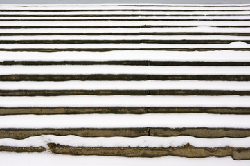 Snowy stairs close-up
