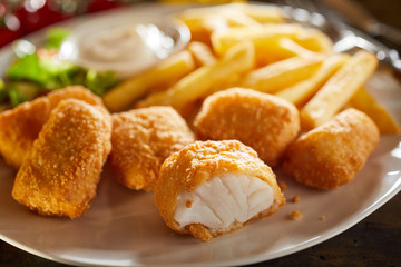 Tasty seafood appetiser of fried kibbeling
