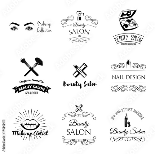 Beauty Salon Design Elements In Vintage Style Lipstick Mascara