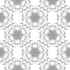 Fototapeta premium Gray floral seamless design on white background