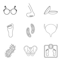 Public health icons set, outline style