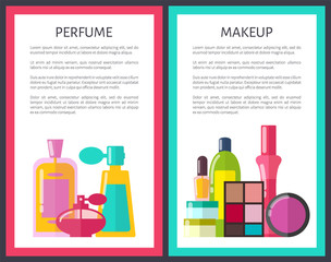 Pair of Makeup and Perfume Vector Illustration