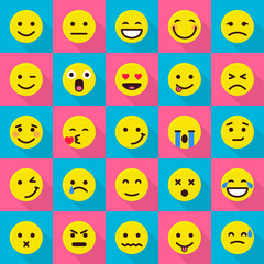 Smile emoticons icons set, flat style