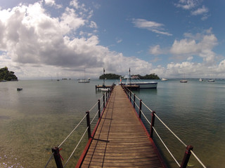 Fototapeta premium Dominican pier. Dominican republic landscape, Caribbean Sea coast