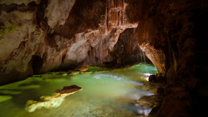 Interior view to grutas da moeda cave, Portugal