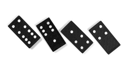 Black dominoes, pieces isolated on white background, top view