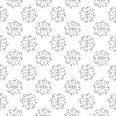 Fototapeta na wymiar Gray floral seamless ornament on white background