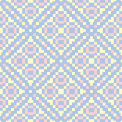 Blue geometric seamless pattern. Background with beige and pink elements