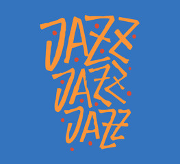 Jazz. Brush pen lettering. Vector ink inscription. Calligraphy modern style. Music poster. Perfect for music events, jazz concerts