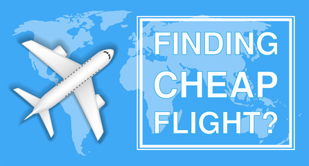 finding cheap flight with airplane on world map