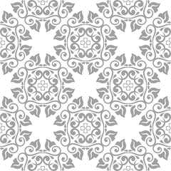White and gray floral seamless pattern