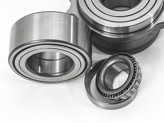 Auto Parts. Spare parts for the repair of cars. Bearings on a white background.