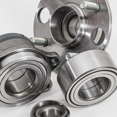 Auto Parts. Spare parts for the repair of cars. Bearings on a white background.