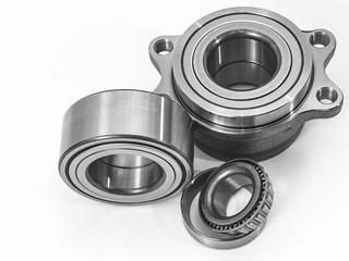 Auto Parts. Spare parts for the repair of cars. Bearings on a white background.