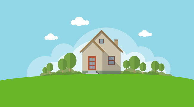 Vector Illustration of a House and Garden