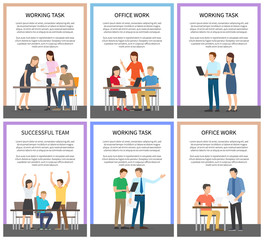 Working Task Successful Team Vector Illustration