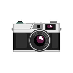 Old rangefinder camera vector Illustration on a white background