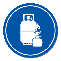 Camping stove with gas bottle icon vector