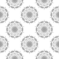 Fototapeta premium Gray floral seamless design on white background