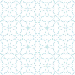 Geometric ornament. White and blue seamless pattern