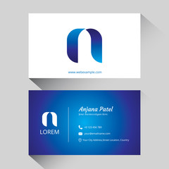 Letter N logo corporate business card