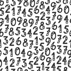 Vector seamless pattern with numbers in random order