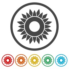 Sunflower symbol icon, 6 Colors Included