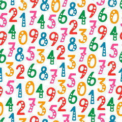 Vector seamless pattern with numbers in random order