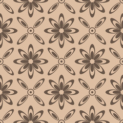 Brown and beige floral seamless pattern