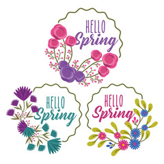 beauty floral labels hello spring collection vector illustration