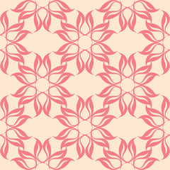 Red floral seamless design on beige background