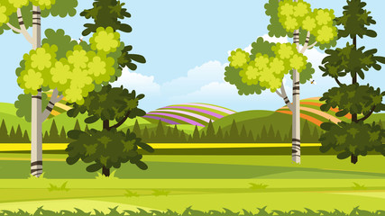 Beautiful Vector Cartoon Landscape. 