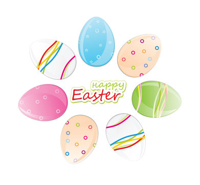 Easter eggs in a circle  Vector illustration