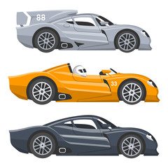 Sport race car vector speed automobile and offroad rally car colorful fast motor racing auto driver transport motorsport illustration. Championship extreme transportation