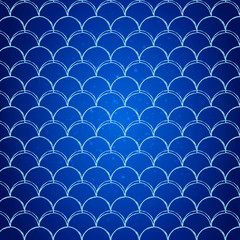 Fototapeta premium Fish skin on trendy gradient background. Square backdrop with fish skin ornament. Bright color transitions. Mermaid tail banner and invitation. Underwater and sea pattern. Deep blue colors.