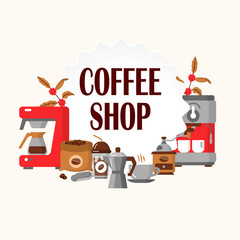 Modern icons for coffee shop and coffee house.