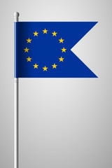 Flag of European Union. National Flag on Flagpole. Isolated Illustration on Gray