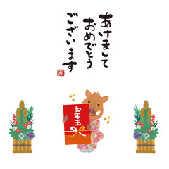2019年　年賀状　お年玉　亥　イラスト
