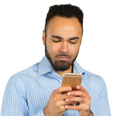 Happy Afro-American Man using a Mobile Phone