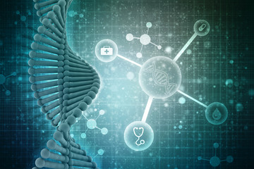 3d render of dna structure, abstract background