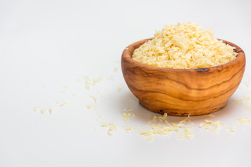 SOAP in a bowl of wood flakes. This SOAP is handmade.