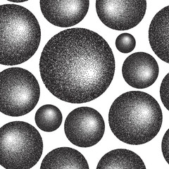 Geomertic abstract seamless pattern with black and white colors. Circles forms.