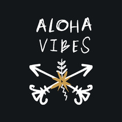 Vector aloha vibes logo, tattoo, clothes print, sticker and other