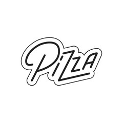 Pizza. Pizza lettering. Pizza label badge emblem sticker