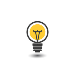 Bulb icon with idea concept. Vector illustration. Flat design
