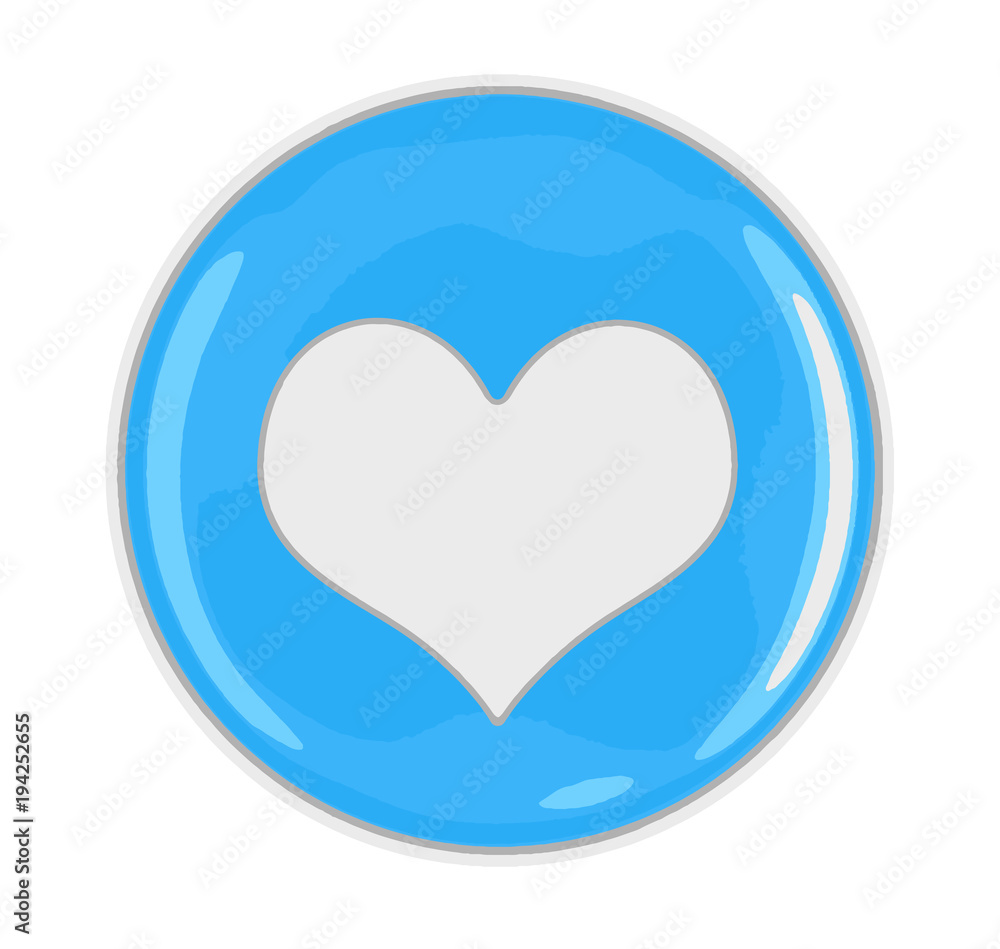 Poster button with heart sign. image with clipping path