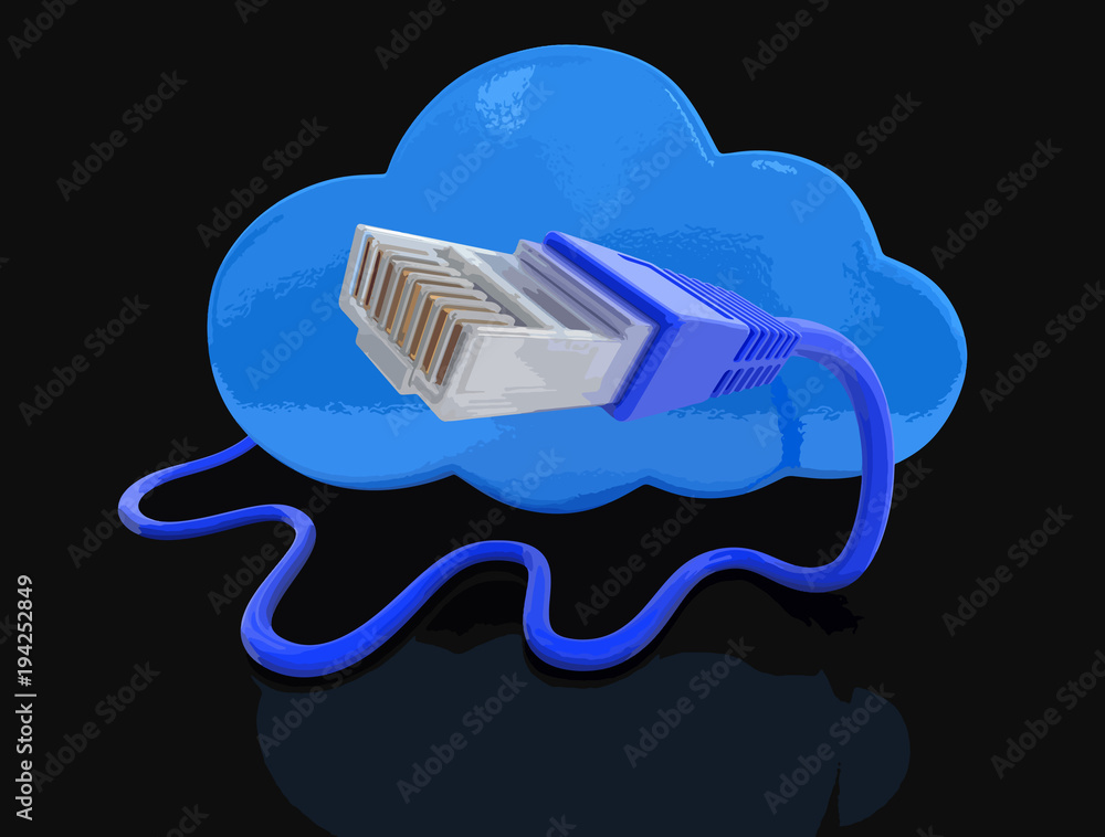Poster cloud and computer cables. image with clipping path.