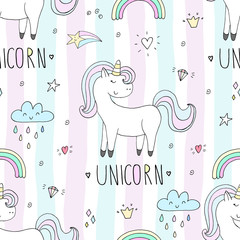 cute unicorn vector pattern © iryna_boiko